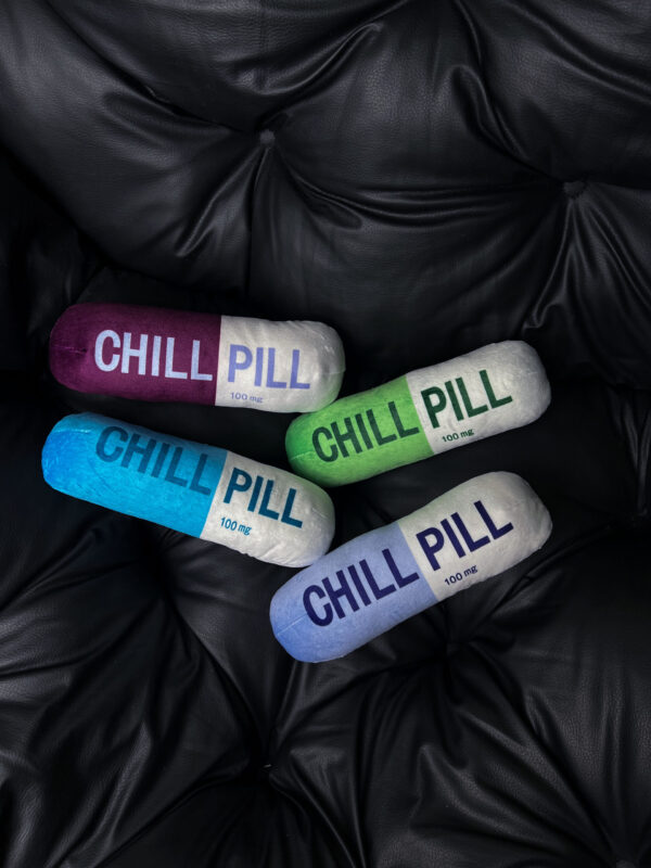Chill Pill 寵物發聲啃咬玩具｜四色選擇｜療癒毛絨藥丸抱枕